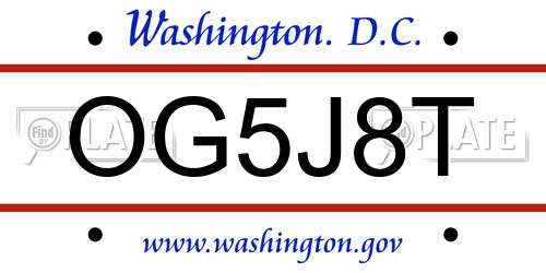 OG5J8T District Of Columbia License Plate