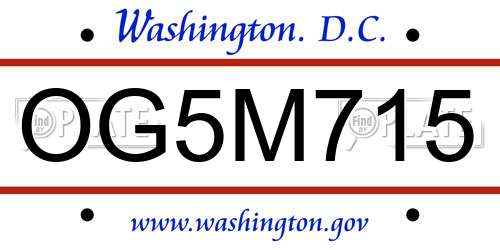 OG5M715 District Of Columbia License Plate