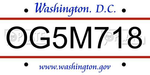 OG5M718 District Of Columbia License Plate