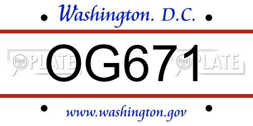 OG671 District Of Columbia License Plate
