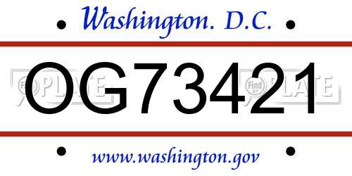 OG73421 District Of Columbia License Plate