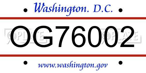 OG76002 District Of Columbia License Plate