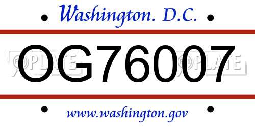 OG76007 District Of Columbia License Plate