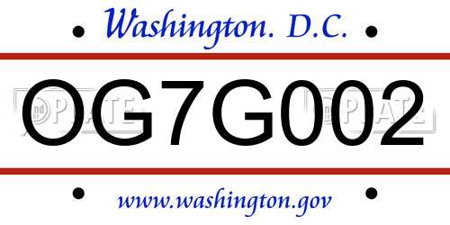 OG7G002 District Of Columbia License Plate