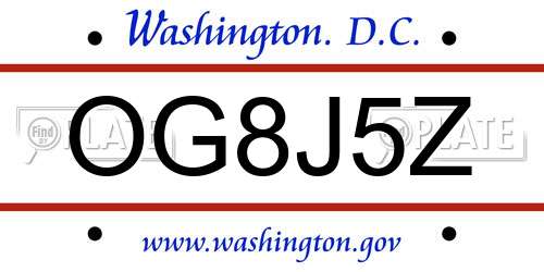 OG8J5Z District Of Columbia License Plate