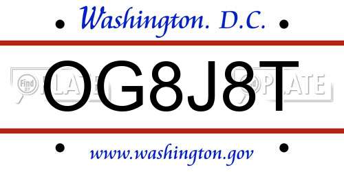 OG8J8T District Of Columbia License Plate