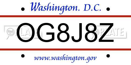 OG8J8Z District Of Columbia License Plate