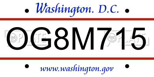 OG8M715 District Of Columbia License Plate