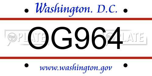 OG964 District Of Columbia License Plate