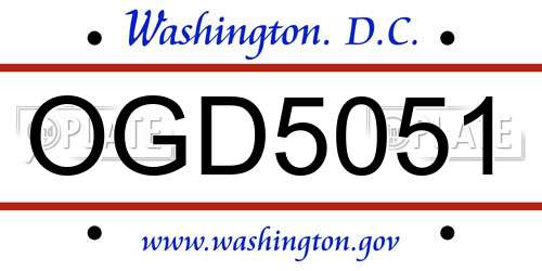 OGD5051 District Of Columbia License Plate
