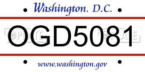 OGD5081 District Of Columbia License Plate