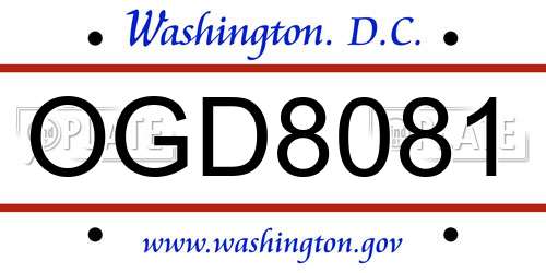 OGD8081 District Of Columbia License Plate