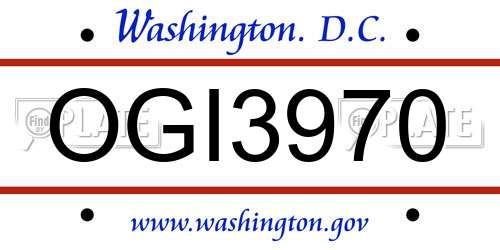 OGI3970 District Of Columbia License Plate