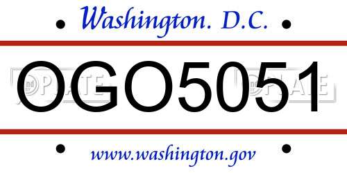 OGO5051 District Of Columbia License Plate