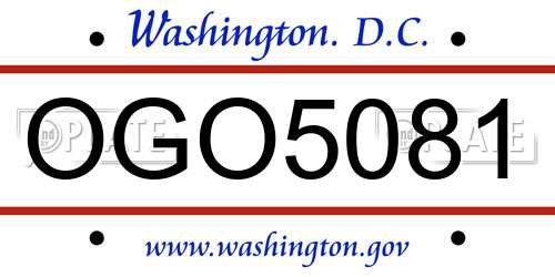 OGO5081 District Of Columbia License Plate