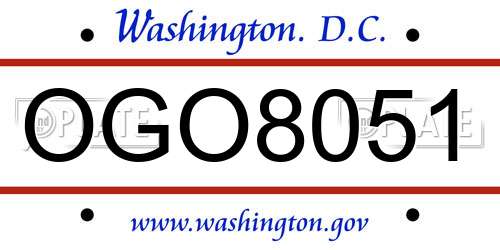 OGO8051 District Of Columbia License Plate
