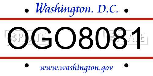 OGO8081 District Of Columbia License Plate