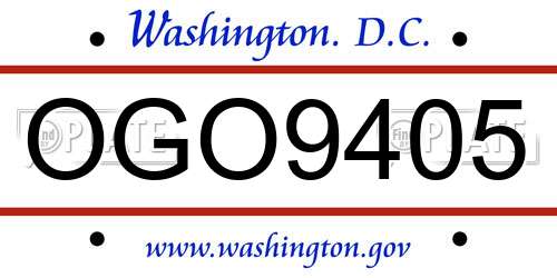 OGO9405 District Of Columbia License Plate