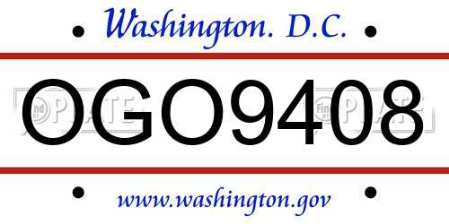 OGO9408 District Of Columbia License Plate