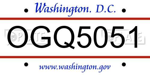 OGQ5051 District Of Columbia License Plate