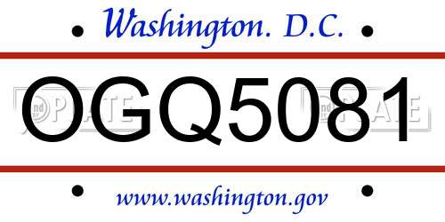 OGQ5081 District Of Columbia License Plate
