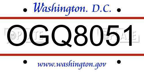 OGQ8051 District Of Columbia License Plate