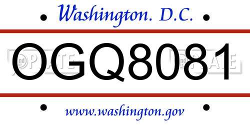 OGQ8081 District Of Columbia License Plate
