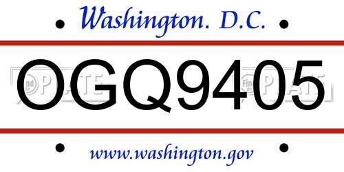 OGQ9405 District Of Columbia License Plate