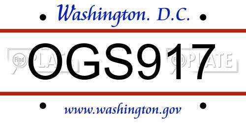 OGS917 District Of Columbia License Plate