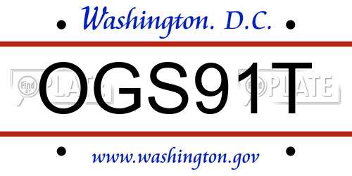 OGS91T District Of Columbia License Plate
