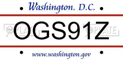 OGS91Z District Of Columbia License Plate