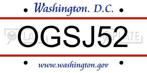OGSJ52 District Of Columbia License Plate