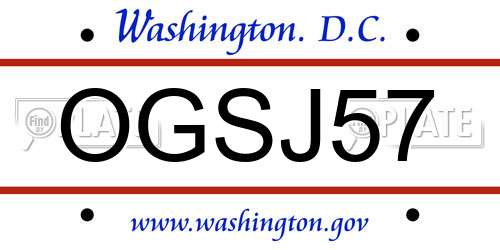 OGSJ57 District Of Columbia License Plate