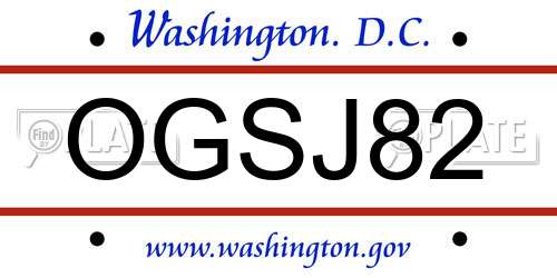 OGSJ82 District Of Columbia License Plate