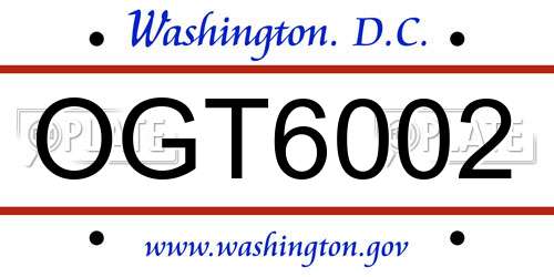 OGT6002 District Of Columbia License Plate