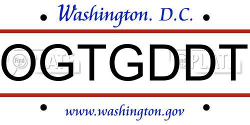 OGTGDDT District Of Columbia License Plate