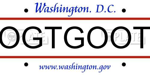 OGTGOOT District Of Columbia License Plate
