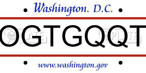 OGTGQQT District Of Columbia License Plate