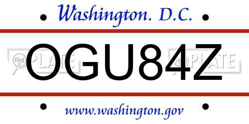 OGU84Z District Of Columbia License Plate
