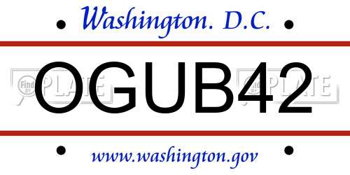 OGUB42 District Of Columbia License Plate