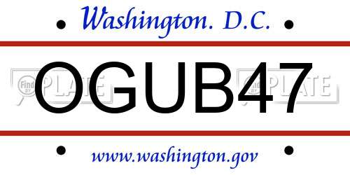 OGUB47 District Of Columbia License Plate