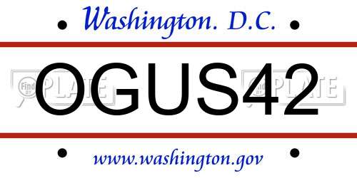 OGUS42 District Of Columbia License Plate