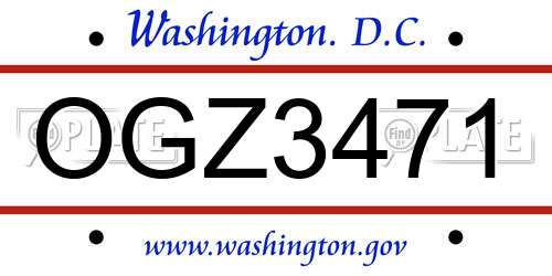OGZ3471 District Of Columbia License Plate
