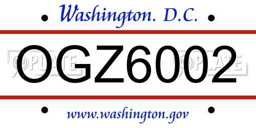 OGZ6002 District Of Columbia License Plate