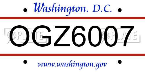 OGZ6007 District Of Columbia License Plate