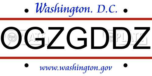 OGZGDDZ District Of Columbia License Plate