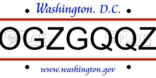 OGZGQQZ District Of Columbia License Plate