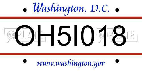 OH5I018 District Of Columbia License Plate