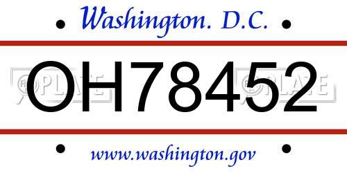 OH78452 District Of Columbia License Plate