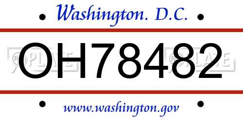 OH78482 District Of Columbia License Plate